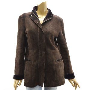 Giorgio Armani Italy Lamb Leather Shearling Jacket Coat Small Size 42 / US 6